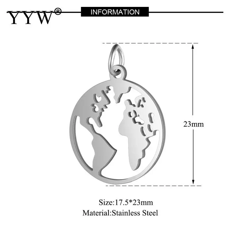 

Hollow Map Pendant Titanium Steel World Map Pendant Fanshion Vintage Stainless Steel Jewelry Accessories Hole Approx 5mm