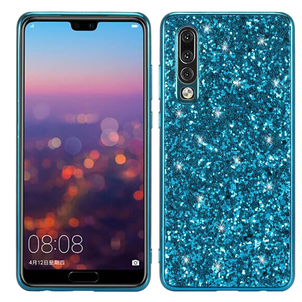 Lovebay чистый цветной Блестящий Шикарный чехол для телефона для huawei P20 Pro Lite P30 Pro mate 20X Honor 20 Lite Nova 4 TPU задняя крышка - Цвет: Синий