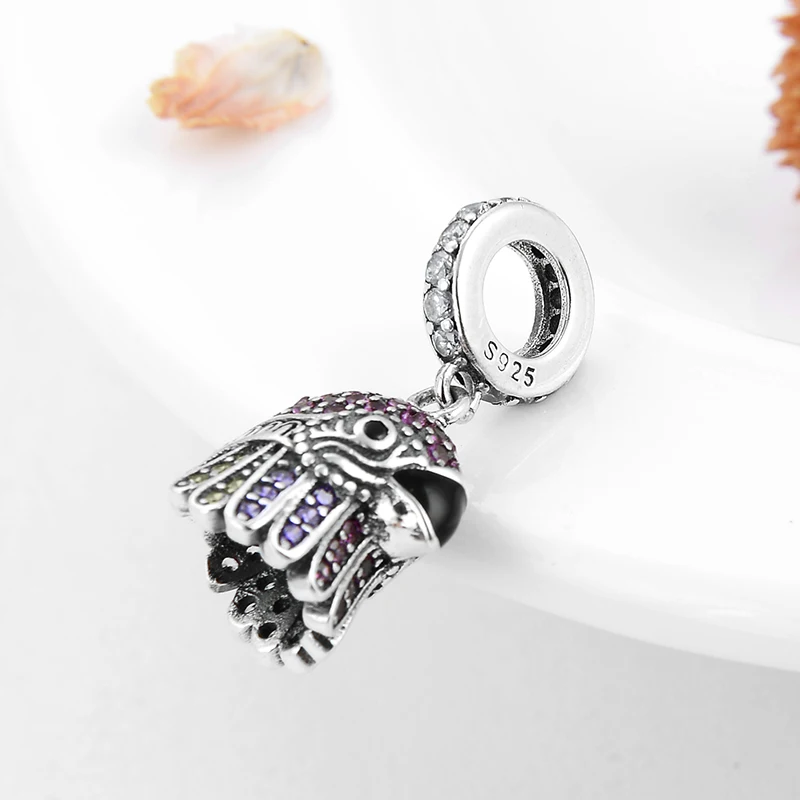 Художественный дизайн 925 стерлингового серебра розовый фиолетовый CZ Бог резьба