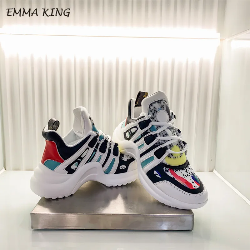 style 16 Emma king/Дизайнерские кроссовки на платформе; женская спортивная обувь на шнуровке для бега; Повседневная обувь из вулканизированной кожи и лайкры на плоской подошве; Прогулочные кроссовки - Цвет: style 16