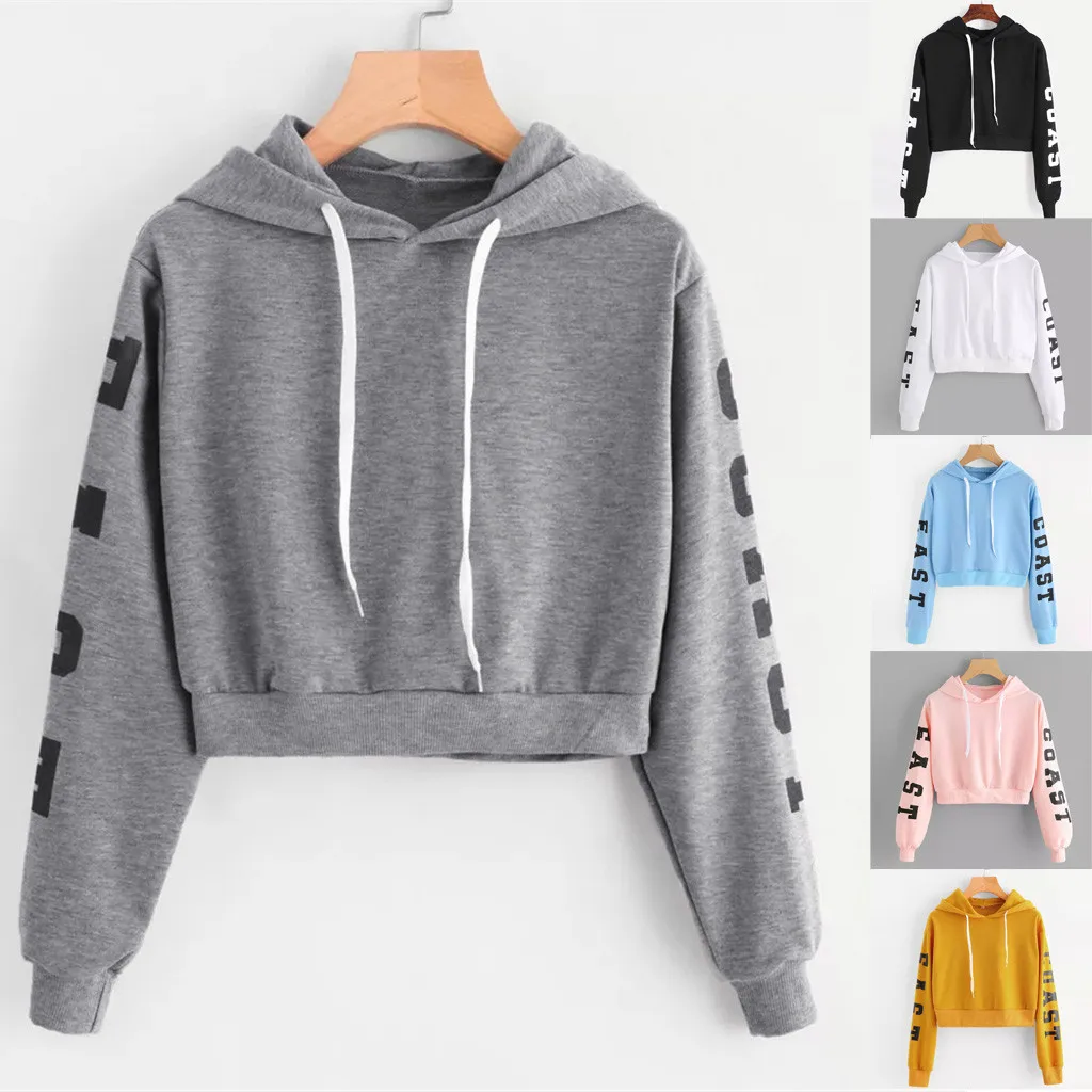 Sweetshirts Autumn Long Sleeve Sweatshirt Hooded Pullover Tops Letters Blouse Hoodie Las Mujeres Спортивный Костюм Женск#B
