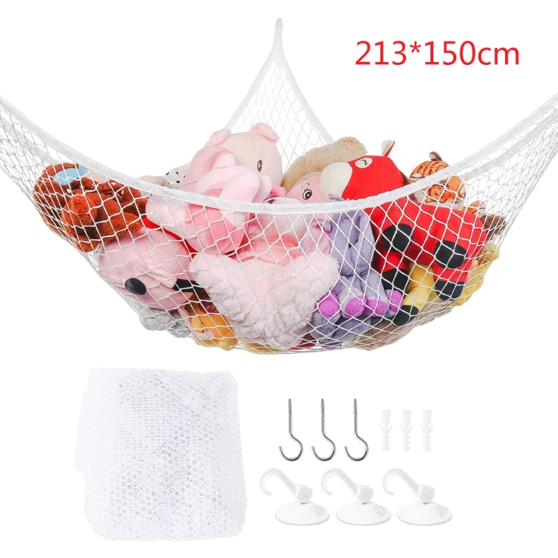 

Y1UU Mesh Net Toy Hammock Corner Stuffed Animals Toys Kids Baby Hanging Storage Organizer