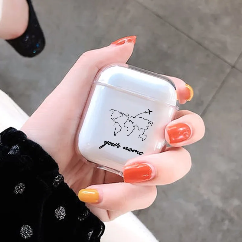 Дорожный мягкий чехол для наушников для Apple, защитный чехол для airpods, сделай сам, Заказная карта мира, прозрачный чехол для наушников, аксессуары для airpods