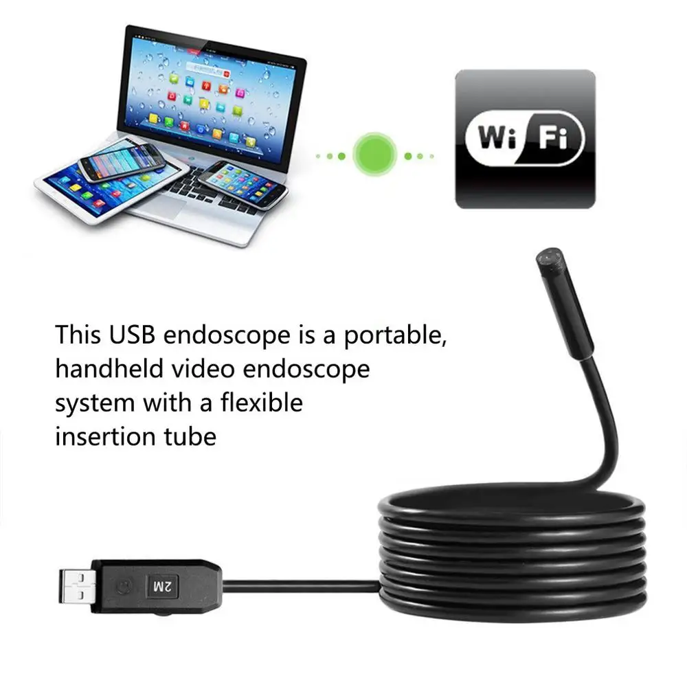 7 мм водонепроницаемый USB бороскоп 2-15 м IP67 6 светодиодный 30MP трубчатый эндоскоп для ПК