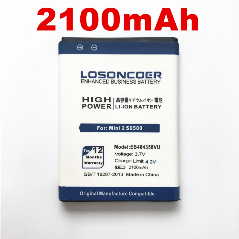 100% Оригинальный LOSONCOER 2100 мАч EB464358VU для Samsung Galaxy Y Duos S6102 Mini 2 S6500 S6802 Ace Plus S7500