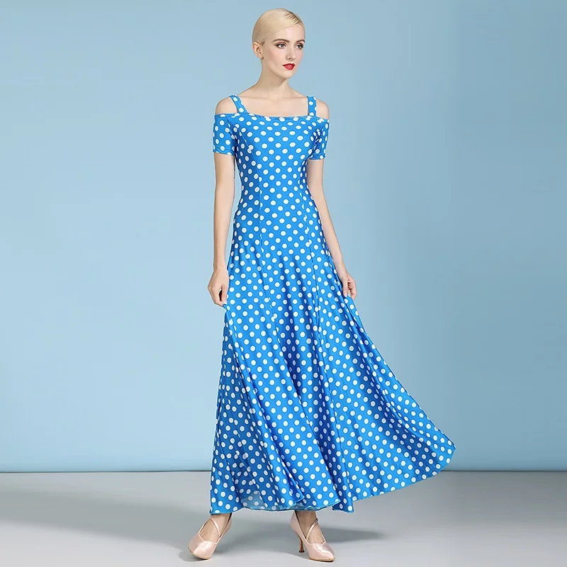 Платье в горошек для бальных танцев женское платье вальса танцевальная одежда с