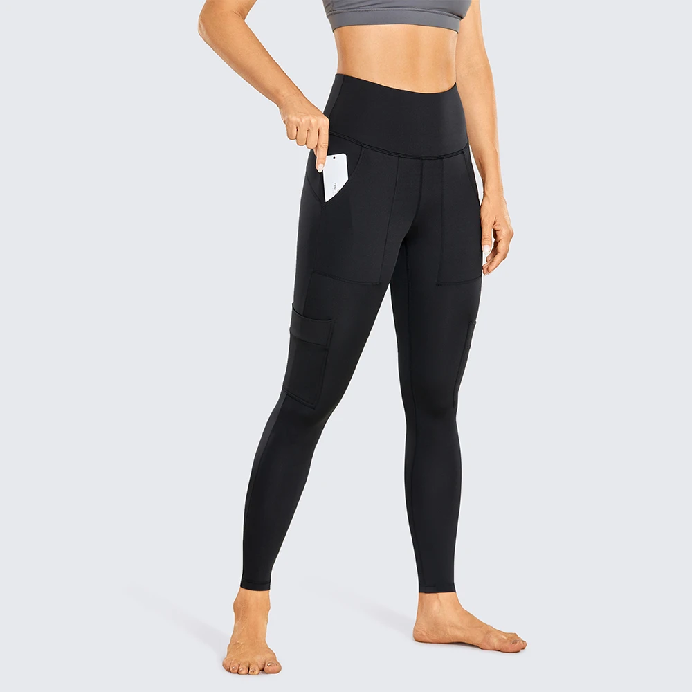 Women's Leggings Naked Feeling Soft 25 Inches Yoga Pants Brushed Workout Tights with Pockets Stretch Fitness Running Trousers