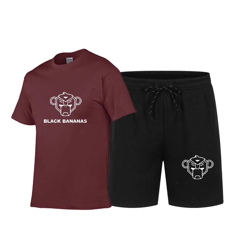 

Black Bananas 2-piece Print Men's Summer O-neck Apparel Sports Casual Wear New Short-sleeved Men's T-shirt Sportswear