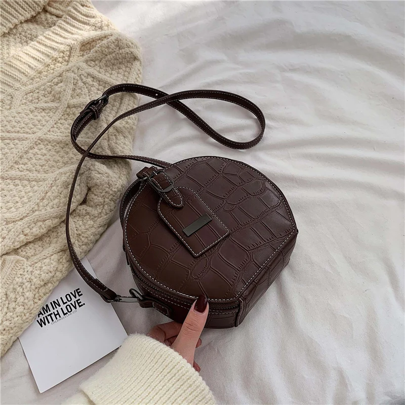 

Fashion Circular Small Bag 2020 Summer New Cross-body Bag Stone Pattern Small Handbag Shoulder Zipper Handbag Mobile Phone Bag