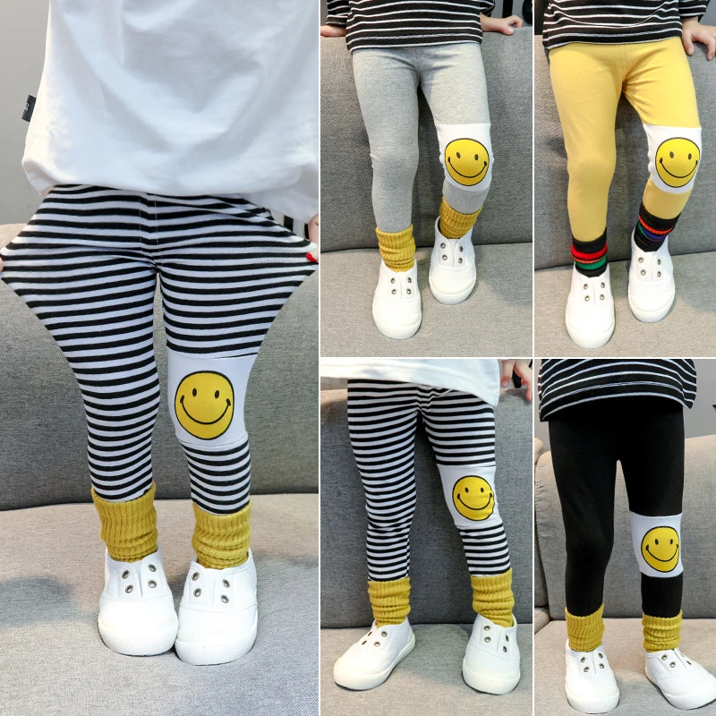 Осенние штаны для маленьких девочек детские хлопковые леггинсы Smile Весенняя