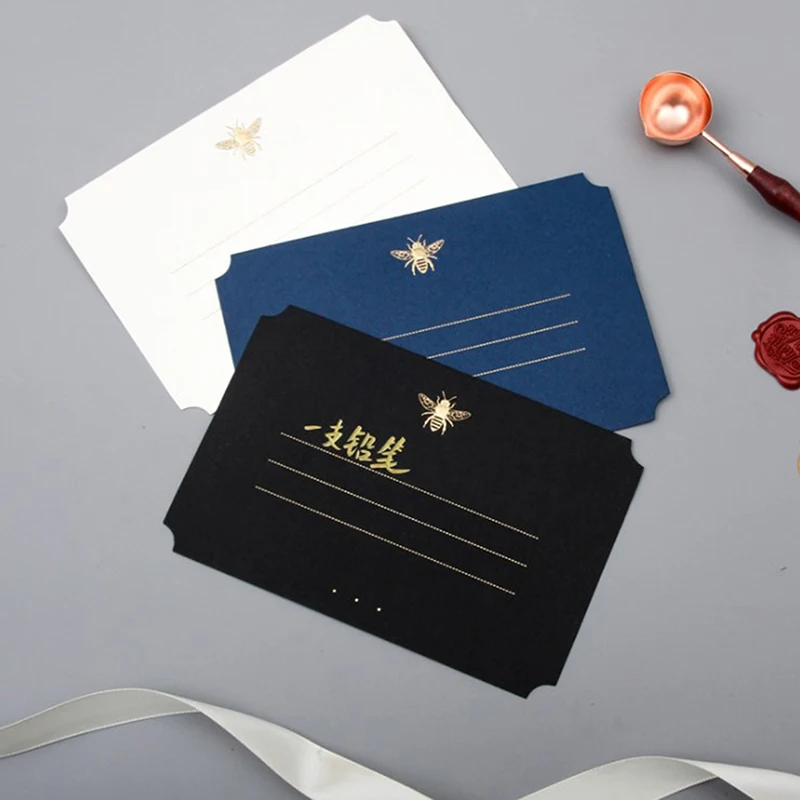 

10pcs Bronzing Bee Greeting Card Sets Business Birthday Wedding Invitation Card