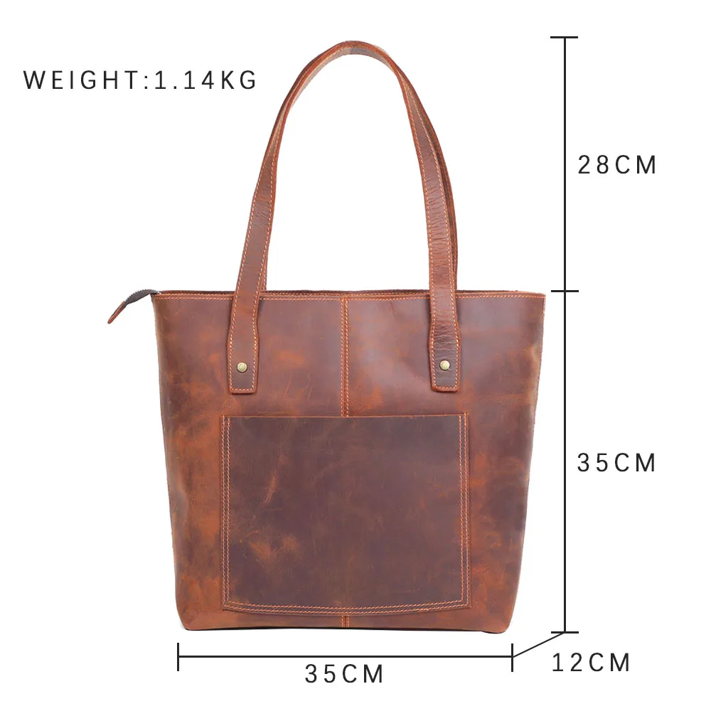 Coffee Leather Tote Bag | Aurora™