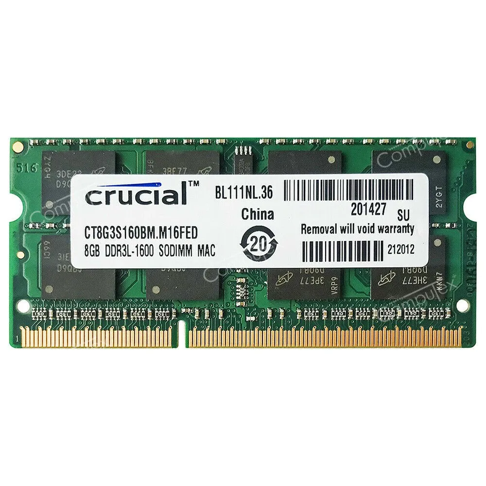 CRUCIAL DDR3 RAM 8GB PC3L-12800 DDR3L 1 35 V PC3-12800 1600MHZ для Apple IMAC Laptop sodimm оперативная память