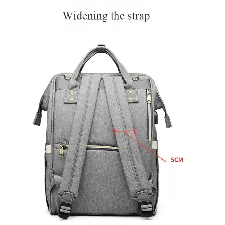 

Large Capacity Diaper Bag With USB Interface Mommy Maternity Diaper Bag Solid Zipper Waterproof Diaper Stroller Backpack Bag For