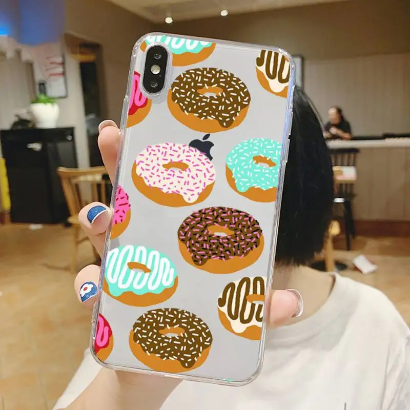 

girly cute donut cake Phone Case Transparent soft For iphone 5 5s 5c se 6 6s 7 8 11 12 plus mini x xs xr pro max