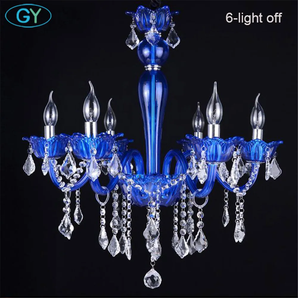 Европейская люстра синего цвета хрустальная лампа для гостиной спальни