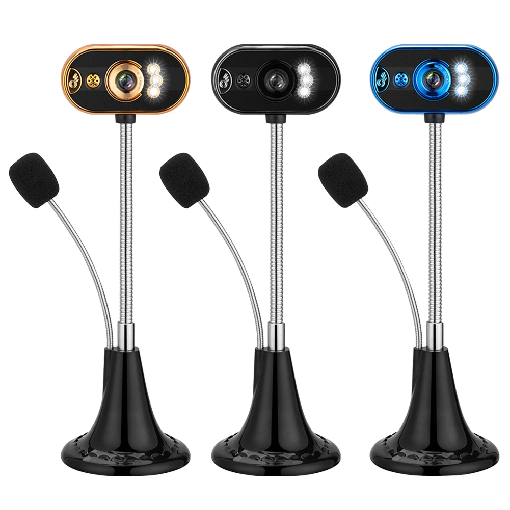 Гусиная шея HD веб камера с микрофоном 4 LED USB драйвер Бесплатная для настольного