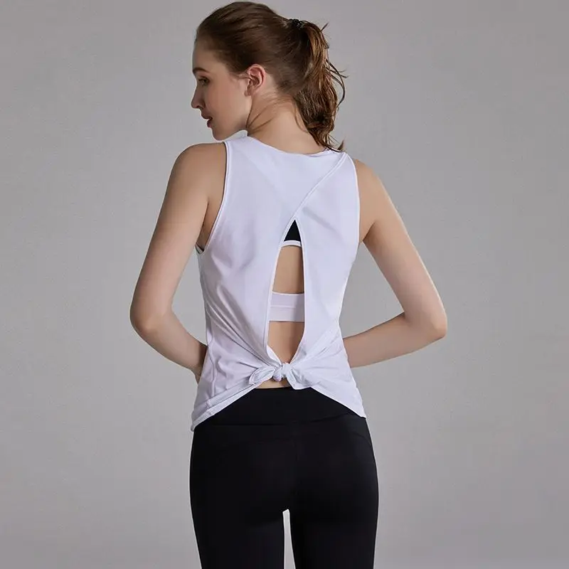 

Beautiful Blouses 2022 Leisure Fitness Quick-Drying Tank Top Women's Sports Vest Europe America Tie Knots Running Yoga Clothes