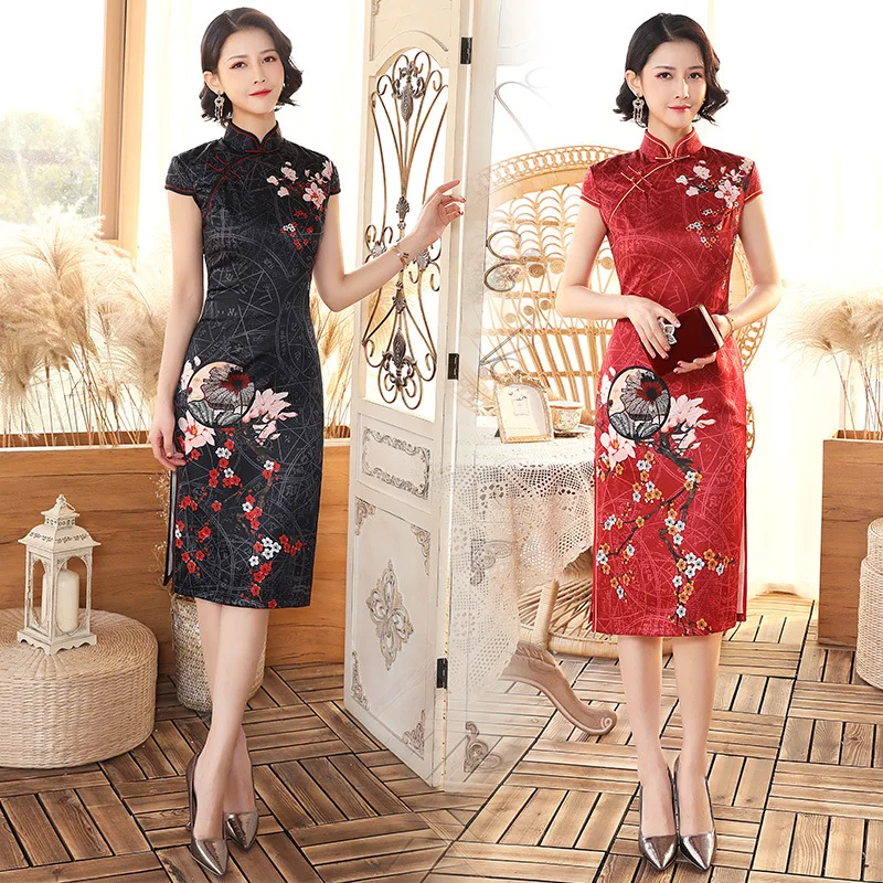 

Китайское шелковое Платье Ципао для девочек, для весны и лета, 2020