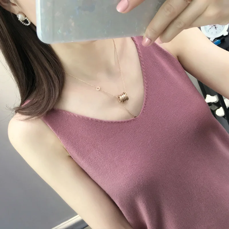 Женская свободная тонкая Базовая майка с V образным вырезом|Топы| |