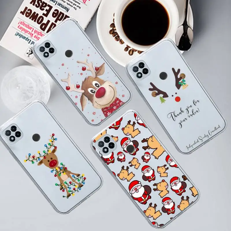 

Christmas Elk Santa Claus Phone Case Transparent for Xiaomi redmi note 8 9 10 11 t lite pro ultra mix 4 k40