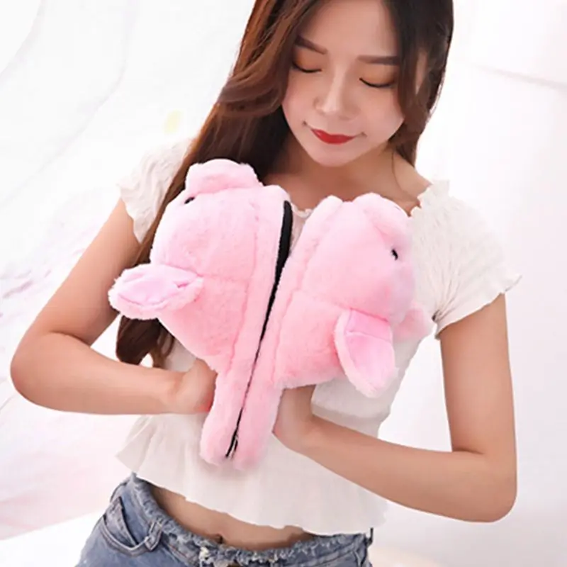 Drop Ship&ampWholesale Women Winter Cute Pink Pig Animal Cartoon Plush Slippers Non-Slip Furry Shoes Nov.19 | Обувь
