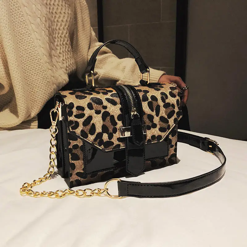 Leopard HISUELY дизайнерская леопардовая сумка через плечо из искусственной кожи с цепочками, сумки через плечо для женщин, сумки-мессенджеры высокого качества - Цвет: Leopard