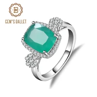 gems ballet solid 925 sterling silver green agate gemstone rings vintage shiny classic engagement wedding rings fine jewelry