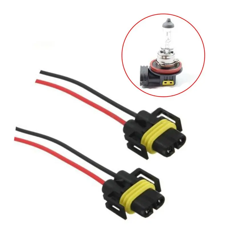

2pcs H11 H8 880 881 High Temperature Ceramic Wire Harness Socket Female Adapter for Headlight Fog Light J60F