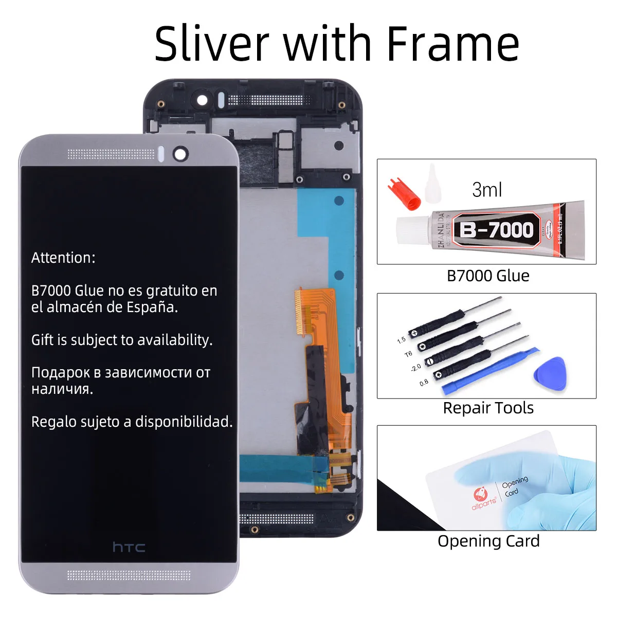 Silver with Frame Дисплей для HTC One M9 M9E M9W LCD в сборе с тачскрином на рамке Черное Белое Золото - Цвет: Silver with Frame