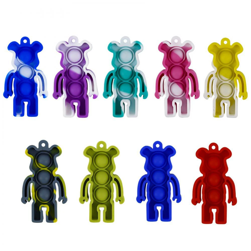 

Anti Stress Toys Push Bubble Fidget Reliver Toy Building Block Bear Keychain Adults & Children Relieve Autism Holiday Gift