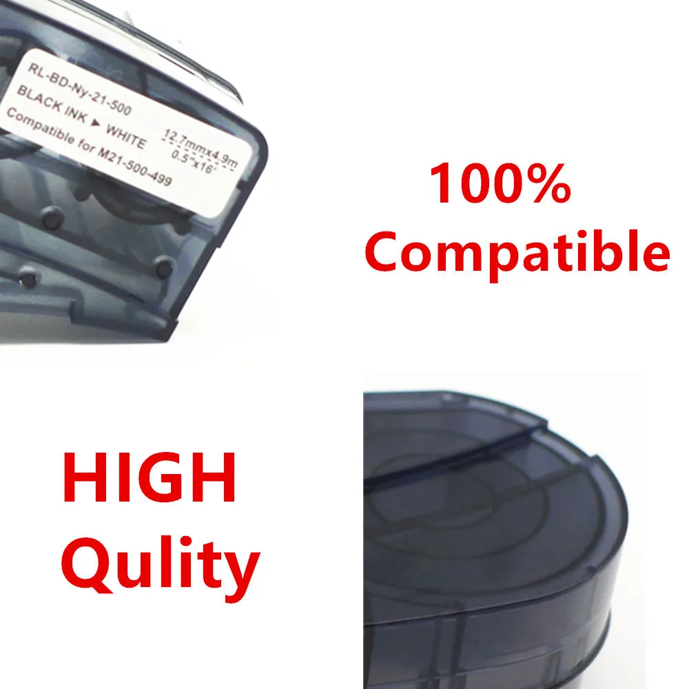 5 Pack M21 500 499 Nylon Label Ribbon For BMP21 PLUS bmp21 LAB Printer Tape Black On White M21-500-499 12.7mm * 4.9m | Компьютеры и