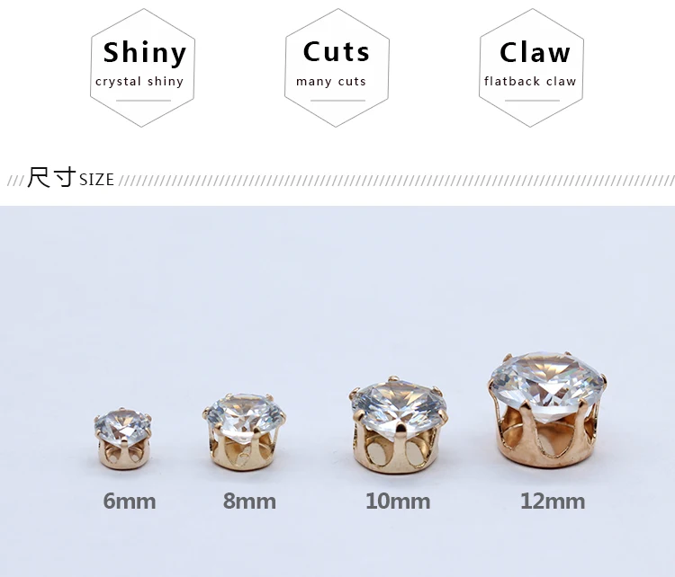 Высшее качество 6/8/10/12 мм кристально чистый кубический цирконий камень Золотой