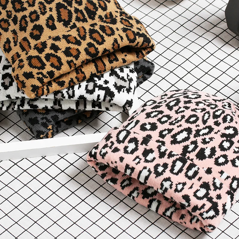 Ladies winter leopard hat fashion women wool warm knitted hats animal print beanies cap gorros mujer invierno thicken bonnet | Аксессуары