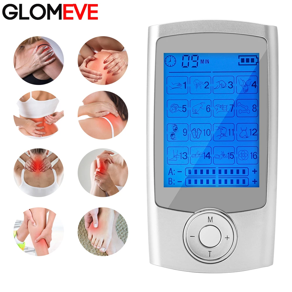 Стимулятор мышц Tens блок 16 режимов двойной выход массажер для облегчения боли в