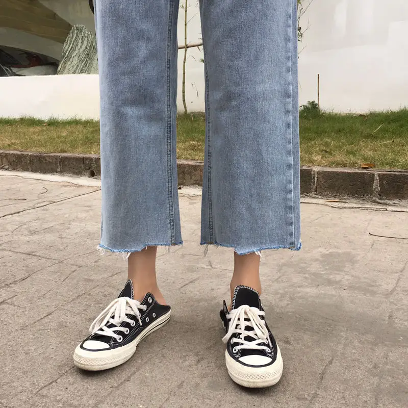 

Jeans Women High Waist Quality Washed Vintage Retro Straight Leisure Pants Elegant BF Popular Ankle-length Simple Girls Chic Hot
