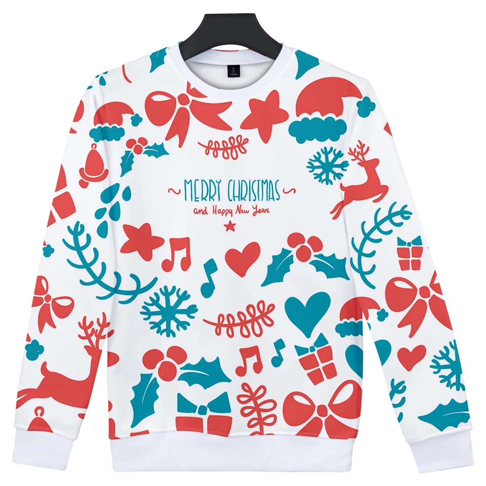 Милые рождественские 3D толстовки для мужчин и женщин осенняя модная толстовка с