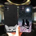 Милый чехол для телефона с космосом и счастливыми кошками для iPhone 11, 12 Pro, XS, Max, 6, 6S, 8, 7 Plus, X, XR, фотография, 2020, 12, силиконовый черный мини-чехол с цветочным рисунком