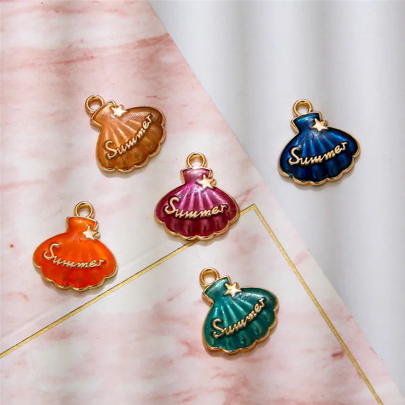 

YEYULIN 10pcs/lot Colorful Summer Shell Shape Enamel Charms Pendant For Women DIY Necklace Bracelet Jewelry Making Accessories