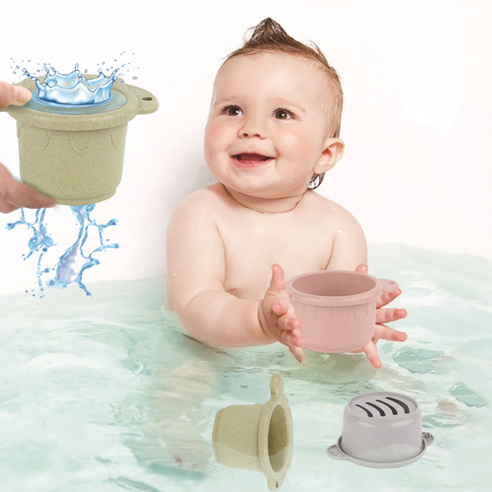 

8pcs Baby Stacking Cup Toys Funny Early Educational Baby Toys Rainbow Stacking Tower Toys Baby Bath Toys Children Gift