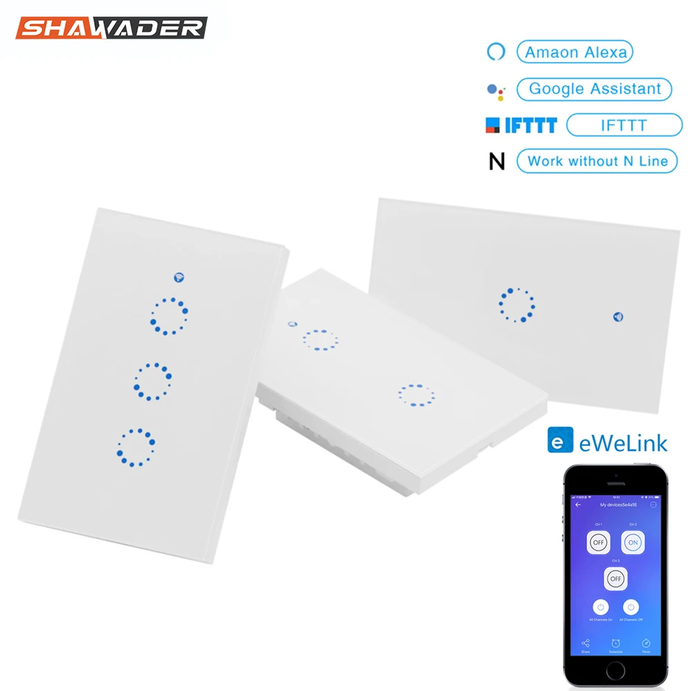 Умный выключатель света со стеклянной сенсорной панелью и поддержкой Wi