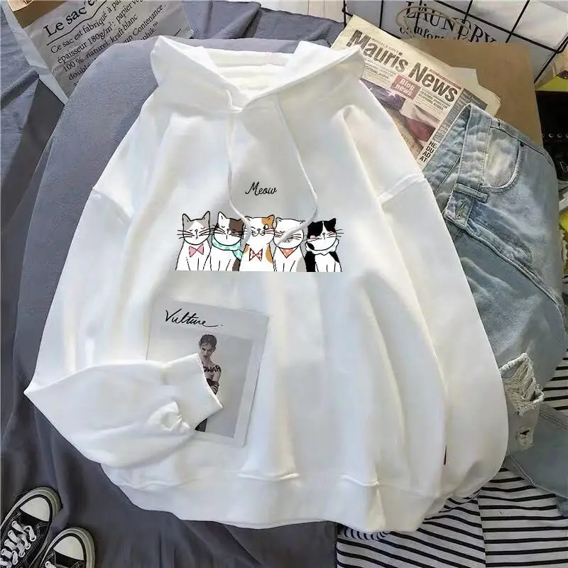 

Kawaii cartoon print hoodie sweatshirt women casual loose pullover oversize streetswear hoodies women korean long sleeve clothes