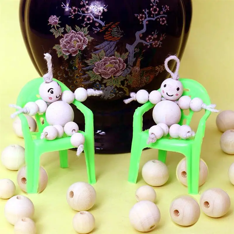 

500PCS Wooden Beads Wooden Ball Beads Hand String Necklace Hand DIY Crafts Jewelry Making Wooden Beads Manualidades Diy Craft