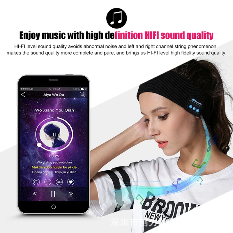 

5.0 Wireless Bluetooth Headscarf Outdoor Fitness Sports Headset Music Call Knitted Women Headband Bilateral Stereo Headscarf 5-L