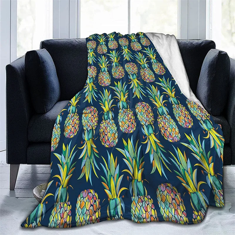 

Tropical Fruit Pineapple Navajo Cubre Camara Green Throw Blanket 3D Print On Demand Sherpa Super Comfortable For Sofa Thin Quilt