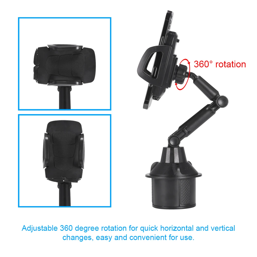 

ALLOMN 360 Rotating Adjustable Bracket For Mobile Phone GPS Cup Holder Stand Cradle Car Cup Holder Phone Mount Car Accessories