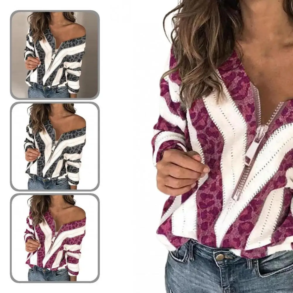 

Top Stylish Long Sleeve V-Neck Sweater Pullover Autumn Winter Women Knitwear Loose Fit for Daily Life