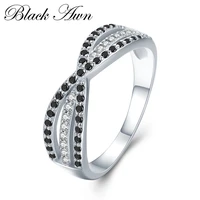 black awn 2021 new genuine 100 sterling 925 silver jewelry square engagement rings for women gift c441 c442