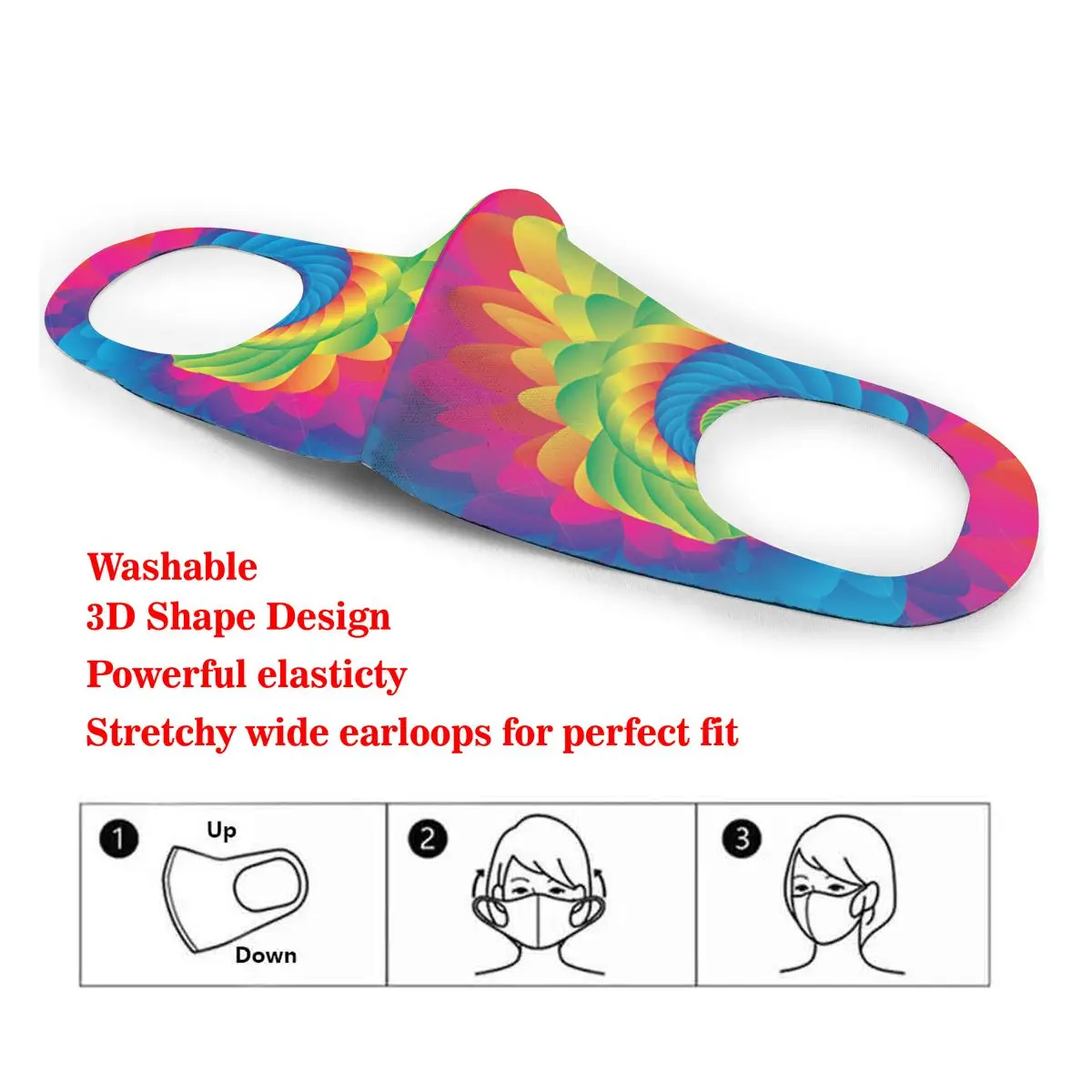 

Dust Mask Colorful Tie Dye Mouth Face Mask for Adult Kids Windproof Washable Reusable