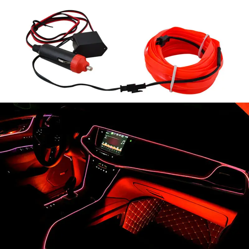 

Interior Atmosphere lamp Light Red Strip 5M Accessories Ambient Cigarette lighter